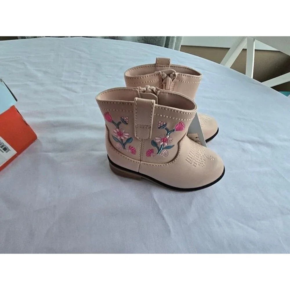 Cat & Jack Whitley Pink Western Ankle Boots - Girls size 7 - NEW
